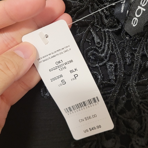 Bebe black lace peplum top size small - Picture 5 of 6